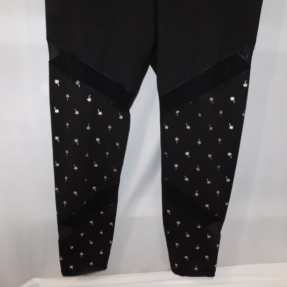 Old Navy Active Wear Womens XL Black Gold Palm Tree Crop leggings - Picture 8 of 11